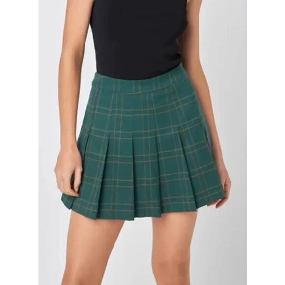 English Factory Green Pleated Check Plaid Preppy Heritage Mini Skort Small NWT - Picture 1 of 10
